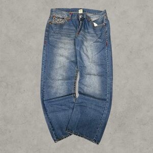 True Religion Jeans Mens 42x32 Blue Billy Super-T Baggy Wide-Leg Grunge Y2K 00s